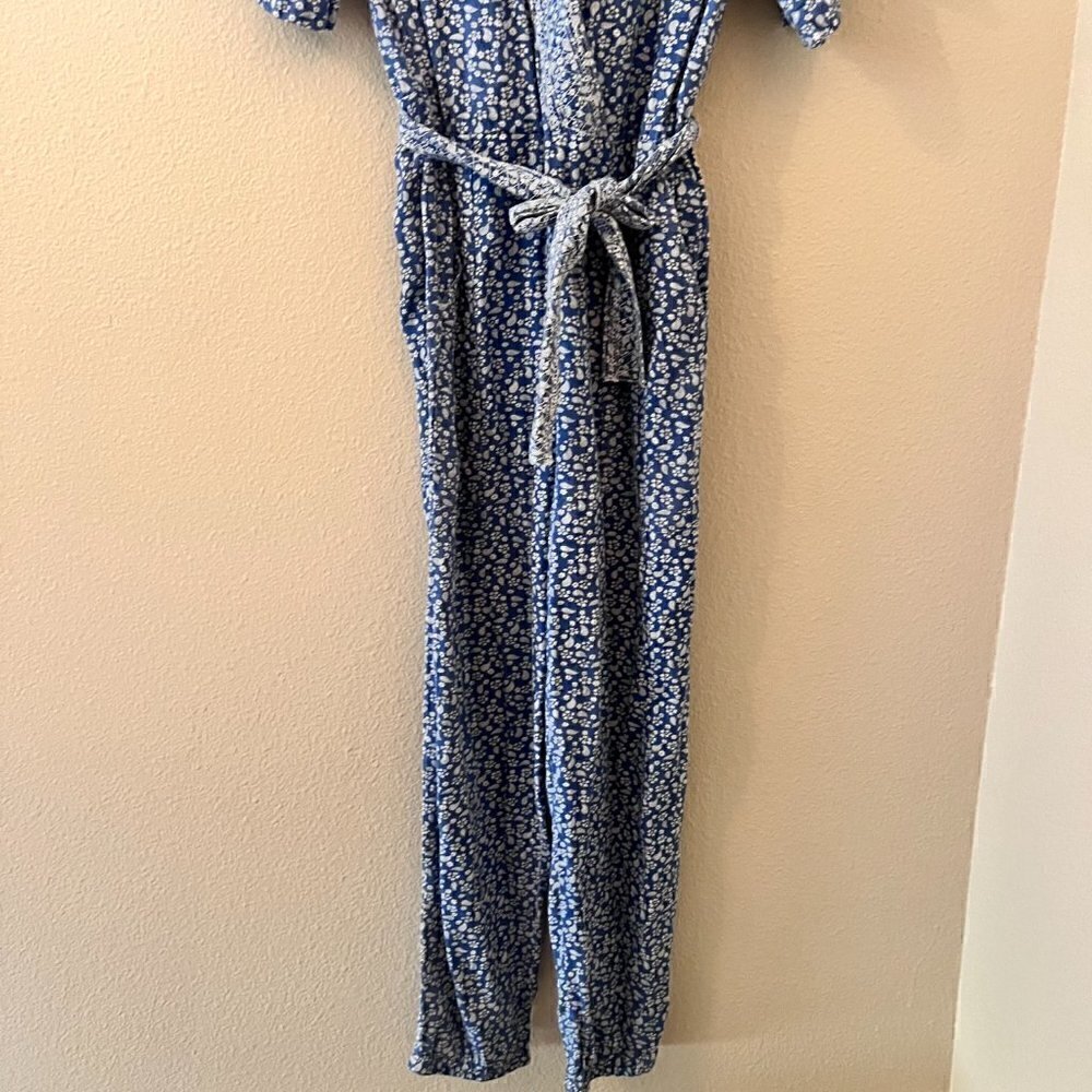 Ulla Johnson Reiko Blue Floral Patchwork Shibori Cotton Belted Jumpsuit US 0  - Picture 4 of 9